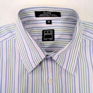 IKE BEHAR white blue stripe shirt boys size #14